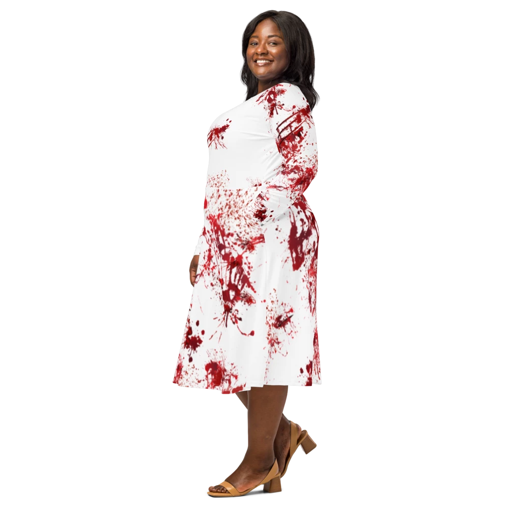 Bloody Slaughter Long Sleeve Midi Dress