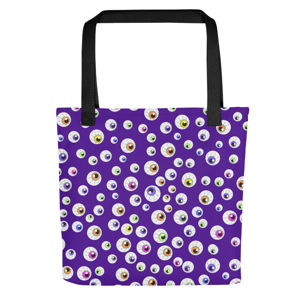 Eyes On You purple Halloween Tote with Eyeballs