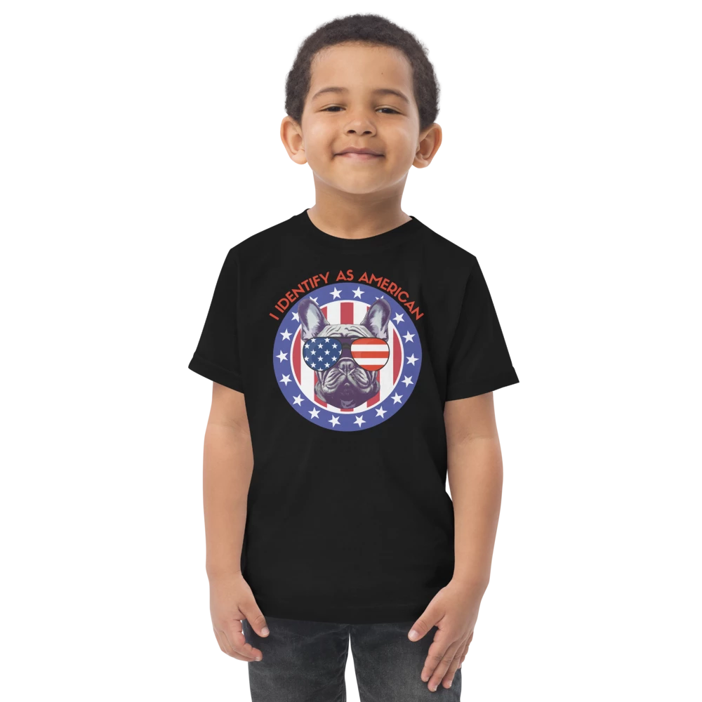 I Identify as American Patriotic Dog Toddler Tshirt