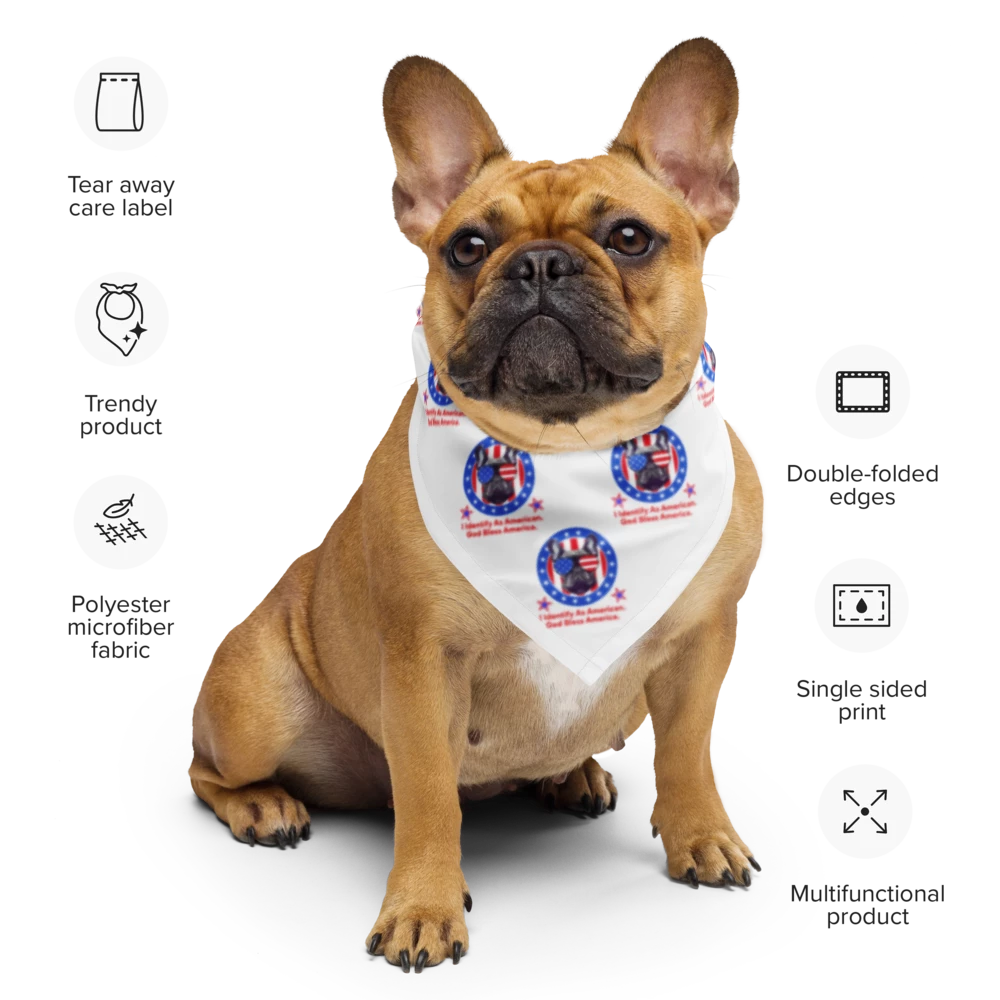 I Identify As American / Patriotic Hearts 2-in-1 Dog Bandana