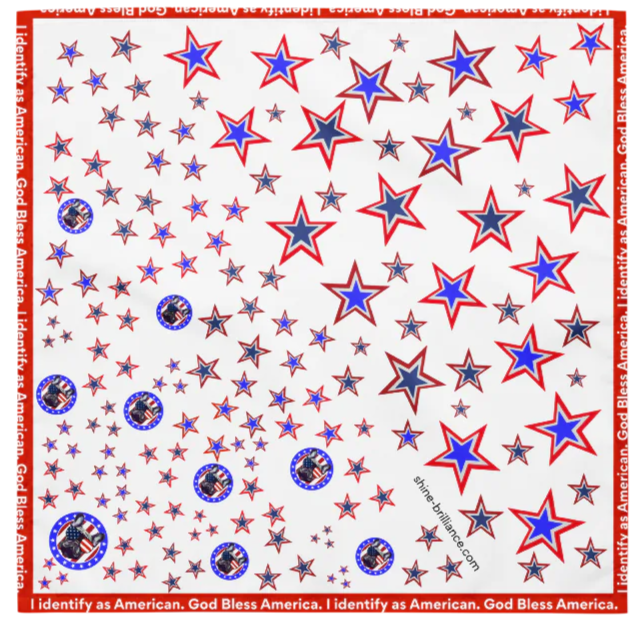 I Identify as American. Patriotic Pup. Red Bandana