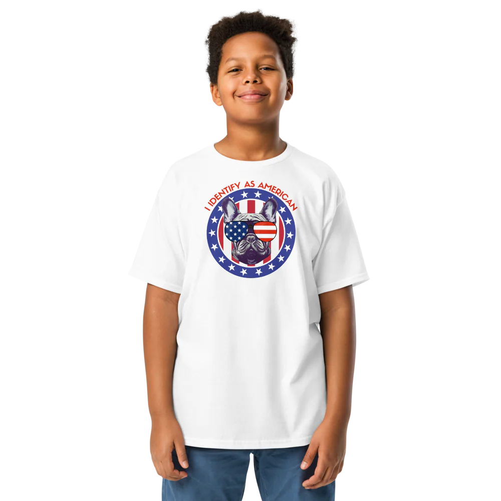 I Identify as American Patriotic Dog Cool Kid Tshirt