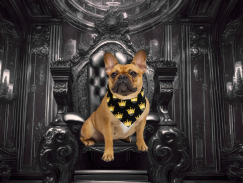 Pawsitively Royalty Black and Gold Crown Bandana