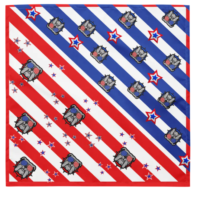 Red, white, blue bulldog vibes bandana