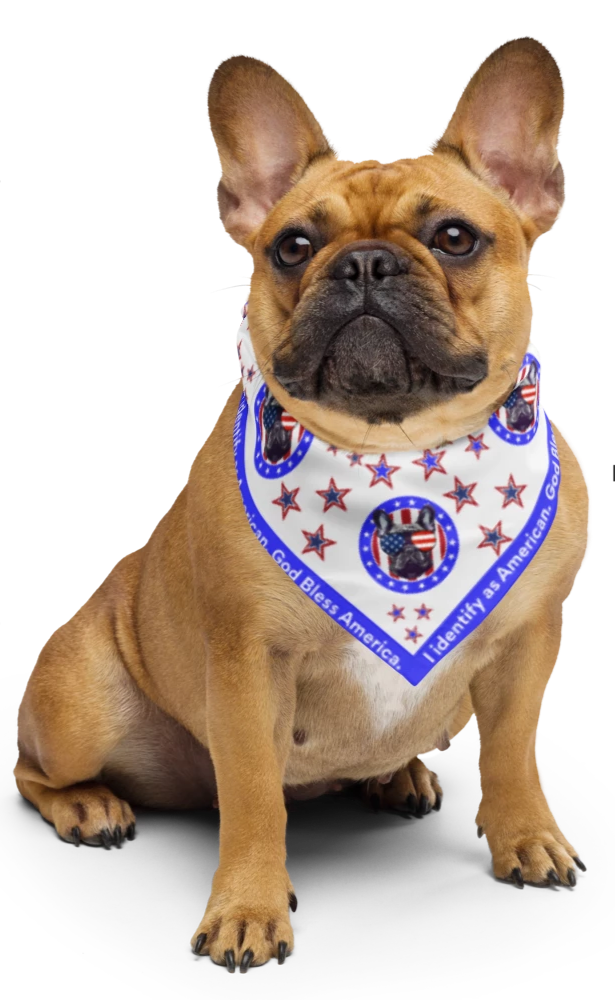 I Identify as American. Patriotic Pup - BLUE Bandana