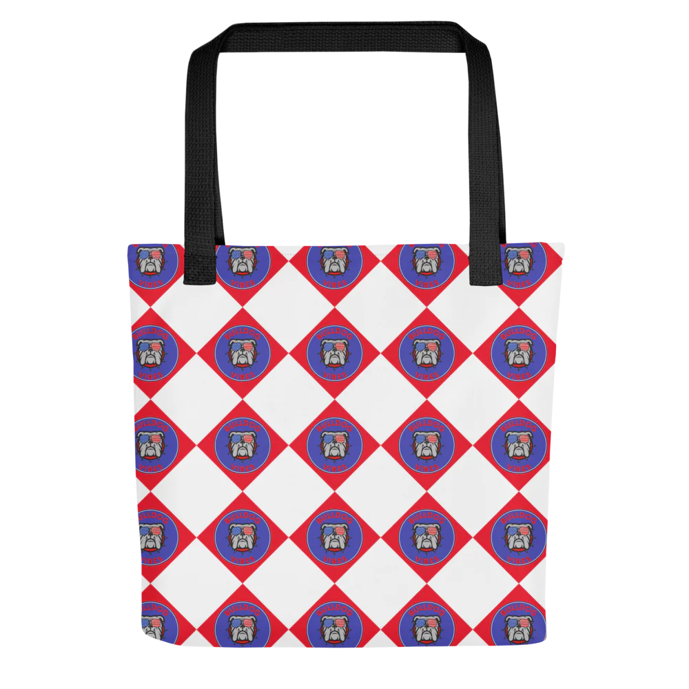 Bull Dog Vibes Checkered Tote Bag