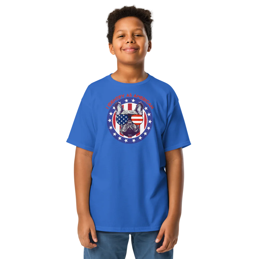 I Identify as American Patriotic Dog Cool Kid Tshirt