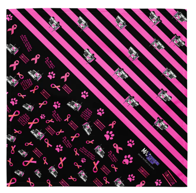 2-in-1 Mother Truckin' Survivor Breast Cancer Awareness Dog Bandana