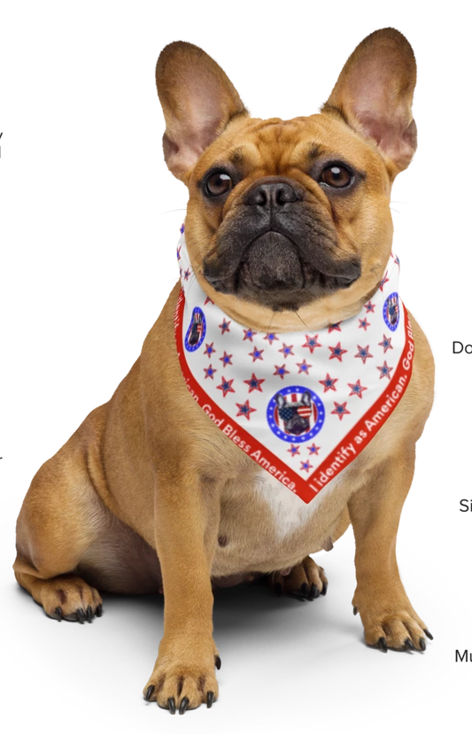I Identify as American. Patriotic Pup. Red Bandana