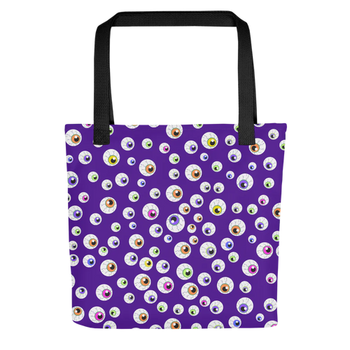 Eyes On You purple Halloween Tote with Eyeballs