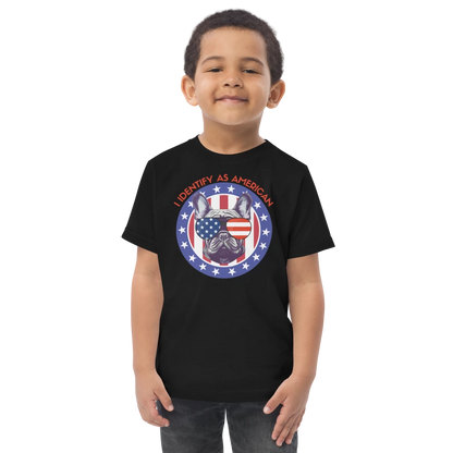 I Identify as American Patriotic Dog Toddler Tshirt