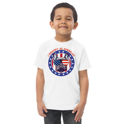 I Identify as American Patriotic Dog Toddler Tshirt