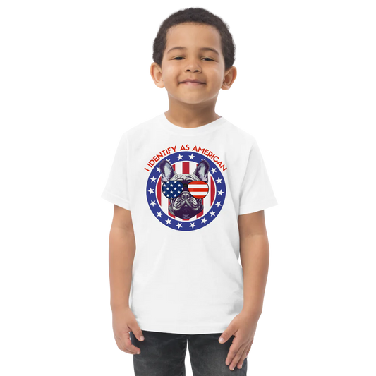 I Identify as American Patriotic Dog Toddler Tshirt