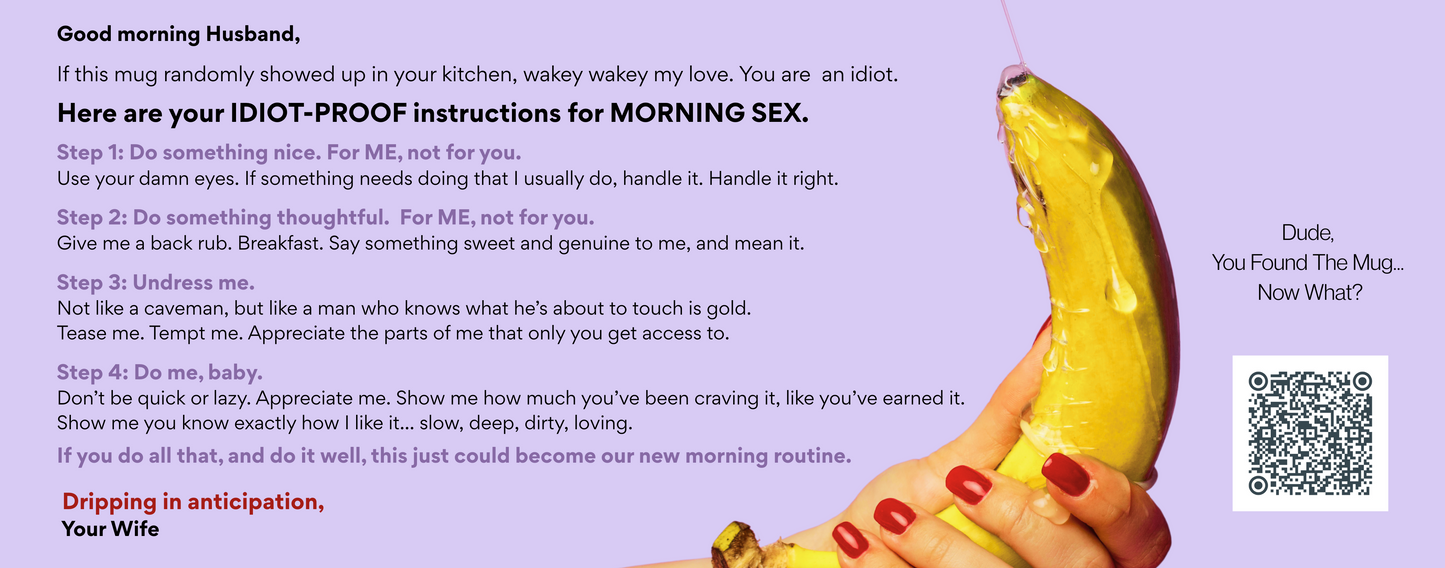 XXX-Rated Morning Sex Instructions BIG 20oz Mug + QR Code to Blog