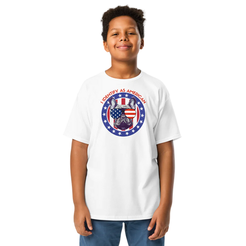 I Identify as American Patriotic Dog Cool Kid Tshirt