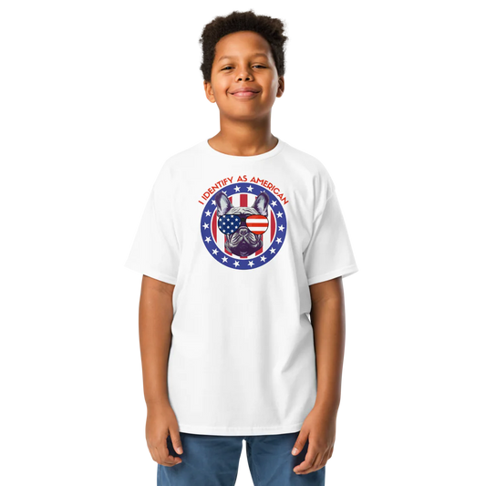 I Identify as American Patriotic Dog Cool Kid Tshirt