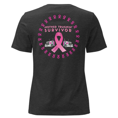 Mother Truckin' Survivor Breast Cancer Awareness T-Shirt  Back