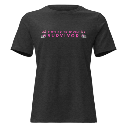 Mother Truckin' Survivor Breast Cancer Awareness T-Shirt Front