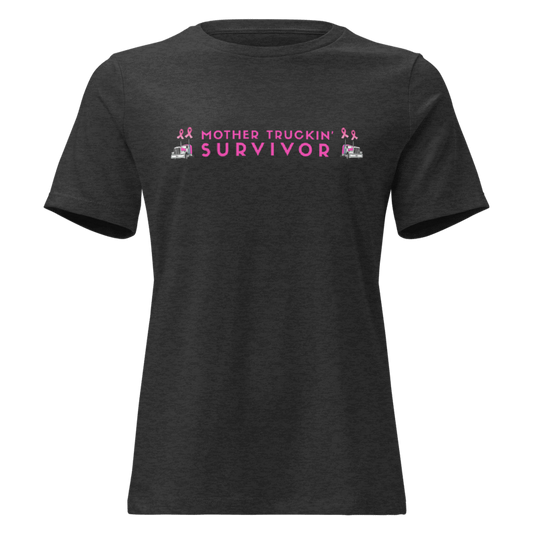 Mother Truckin' Survivor Breast Cancer Awareness T-Shirt Front