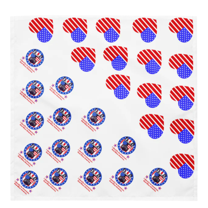 I Identify As American / Patriotic Hearts 2-in-1 Dog Bandana