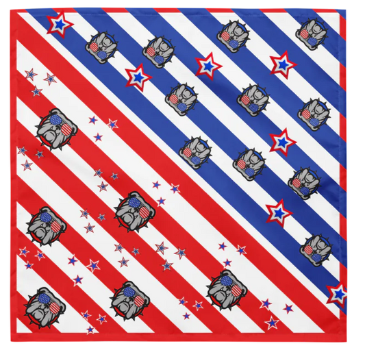 Red, white, blue bulldog vibes bandana