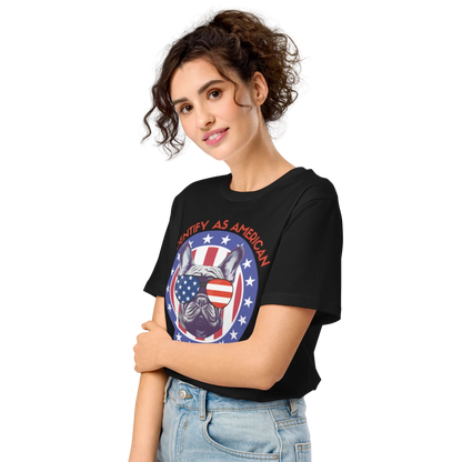 I Identify as American Patriotic Dog Adult Tshirt