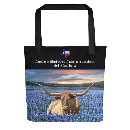Sweet as a Bluebonnet, Strong as a Longhorn - God Bless Texas Tote