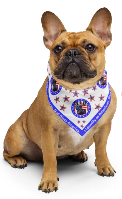 I Identify as American. Patriotic Pup - BLUE Bandana