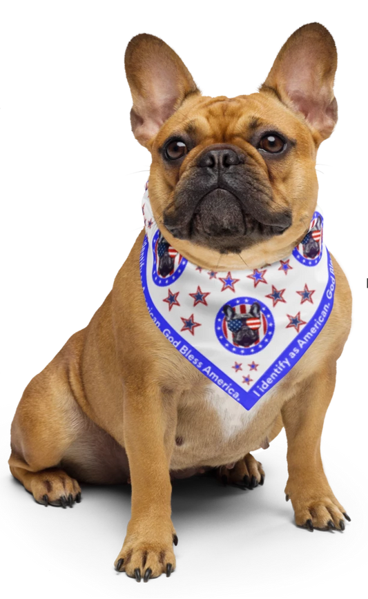 I Identify as American. Patriotic Pup - BLUE Bandana