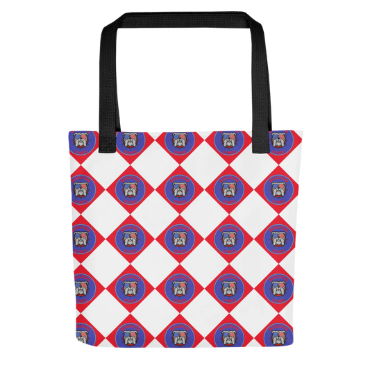 Bull Dog Vibes Checkered Tote Bag