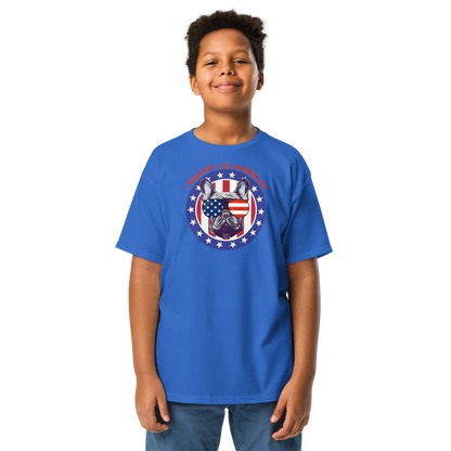I Identify as American Patriotic Dog Cool Kid Tshirt