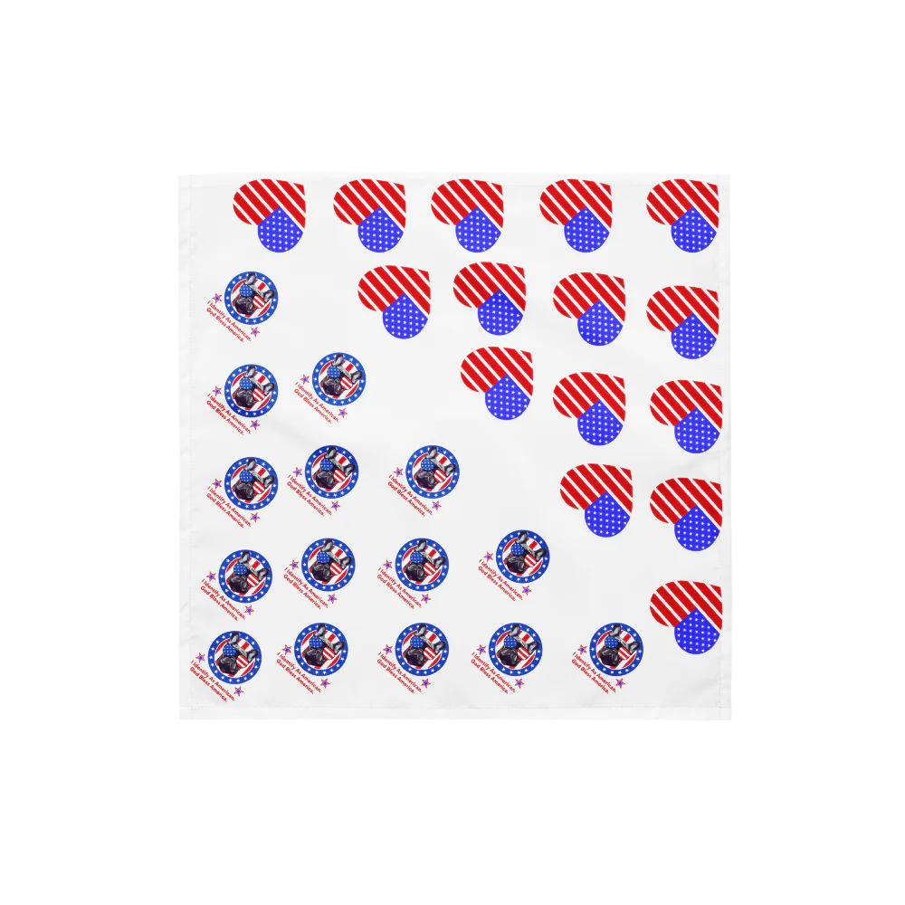 I Identify As American / Patriotic Hearts 2-in-1 Dog Bandana